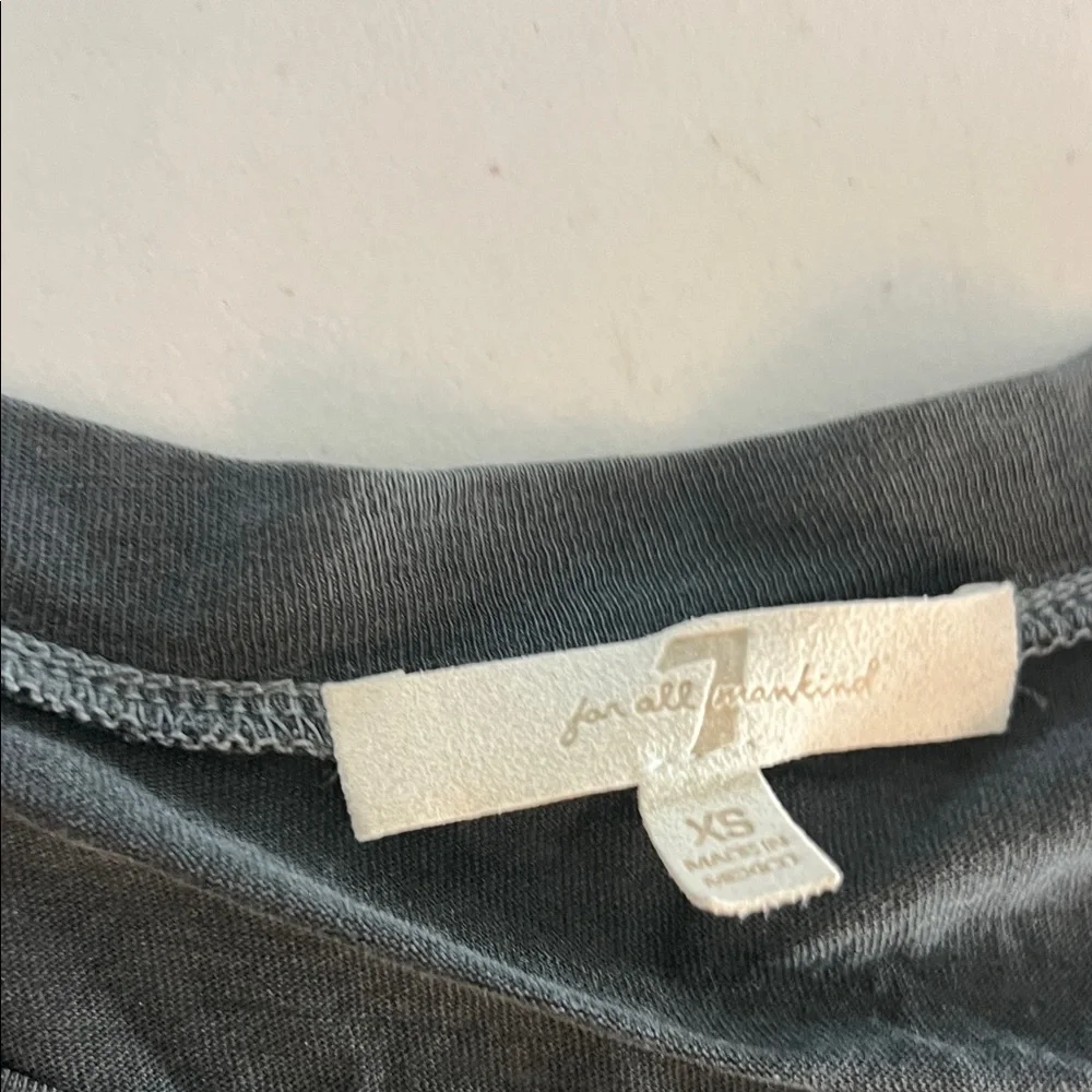 7 For All Mankind Dark Gray Ruffle Tee - Picture 2 of 2